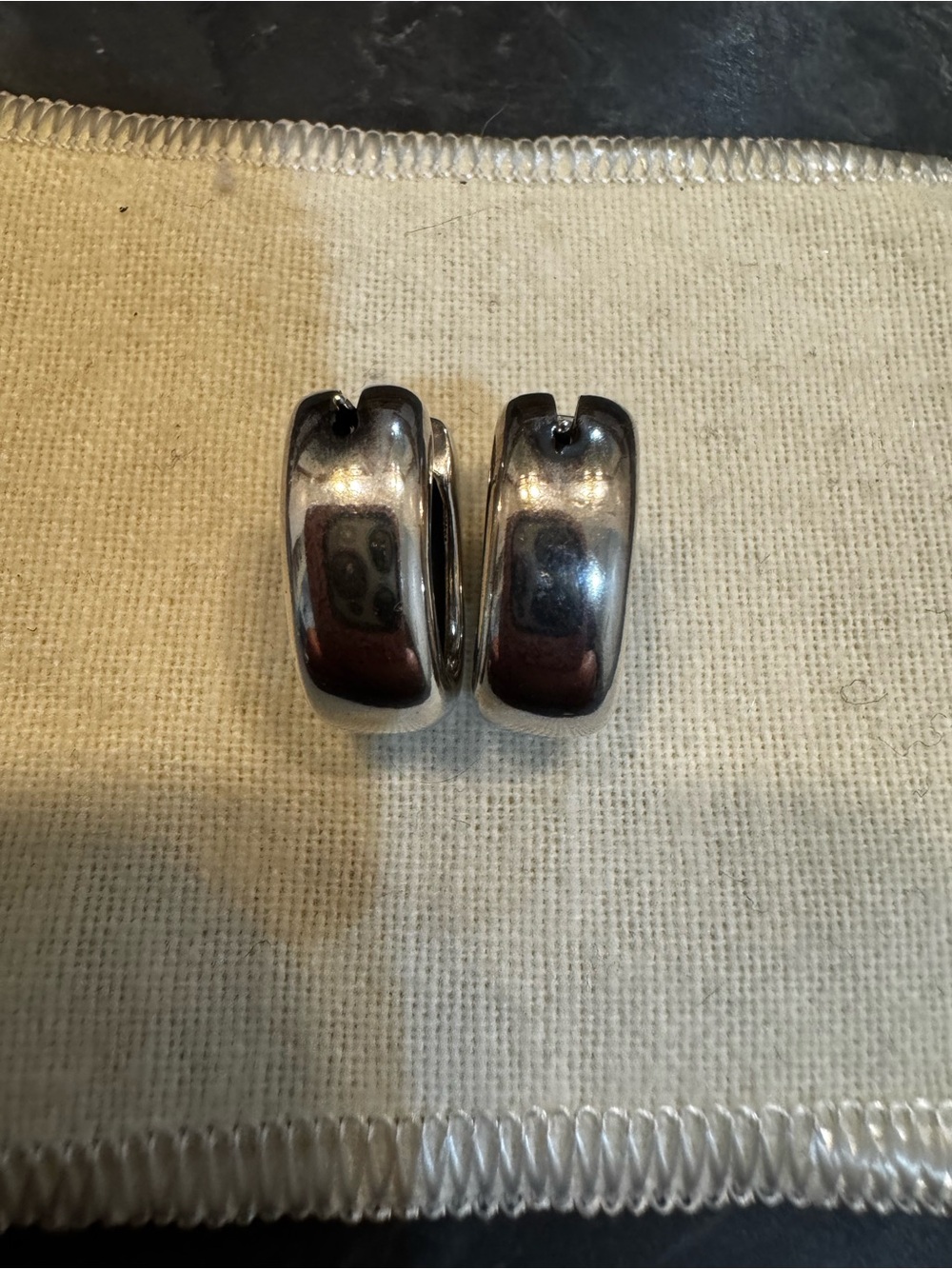 James Avery Silver Hoop Horseshoe Earrings - Picture 4 of 7